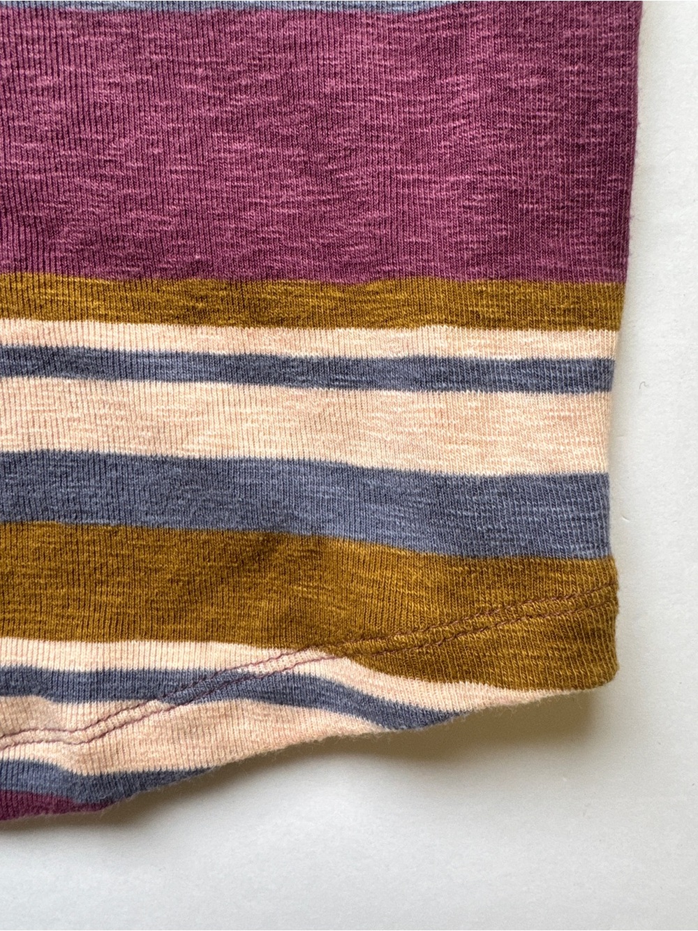 Madewell Mock Neck Shirt Tail Tee in Stripe Short Sleeve Knit Top Sz M - Picture 12 of 12